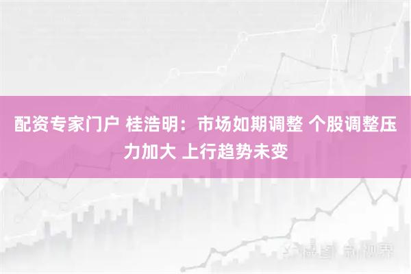 配资专家门户 桂浩明：市场如期调整 个股调整压力加大 上行趋势未变