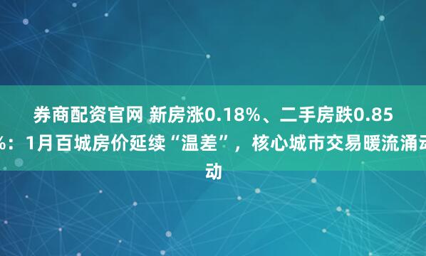 券商配资官网 新房涨0.18%、二手房跌0.85%：1月百城房价延续“温差”，核心城市交易暖流涌动